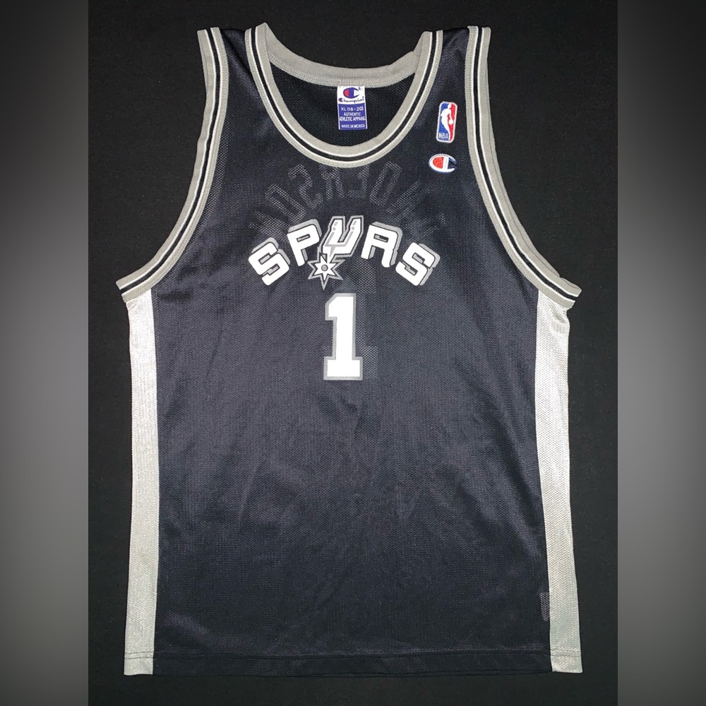 Rare Vintage Champion Derek Anderson San Antonio Spurs #1 Black Jersey Youth XL